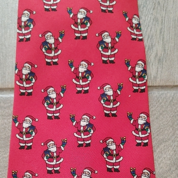 Noel Silk Red Santa Tie Festive - Picture 1 of 4
